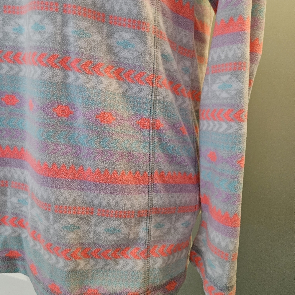 Columbia Gray and Pink Aztec Patterned Pullover Jacket Women's Size Large L - Picture 8 of 11